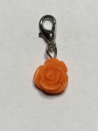 ❣ROSE DANGLE FLOWER CHARM~ORANGE #2~WITH LOBSTER CLASP~FREE SHIPPING❣