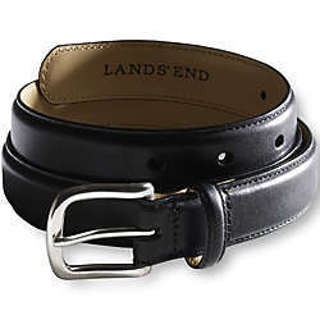 New Lands End Black Leather Belt Sz 30