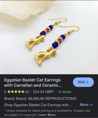 Egyptian cat earrings Museum Productions plz read