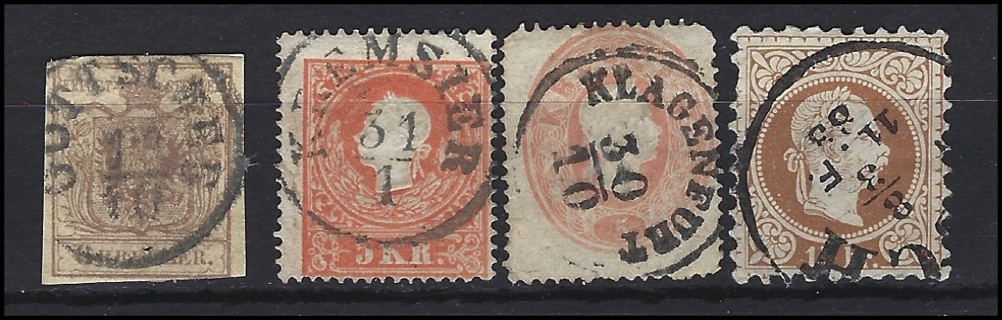 Old Austria stamps (4), U/F-VF, with Scott IDs