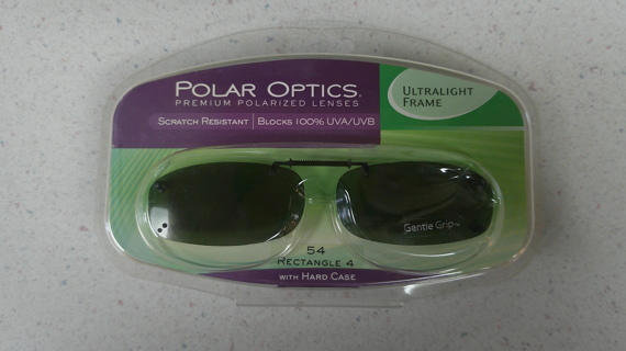 Polar Optics CLIP-ON POLARIZED SUNGLASSES 54 rec 4 grey BRAND NEW