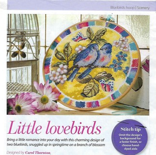 NEW CROSS STITCH PATTERN~HOOPED"LITTLE LOVEBIRDS"~FREE SHIP