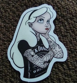 Punk princess Alice in wonderland Jack Daniels tattoo laptop computers sticker