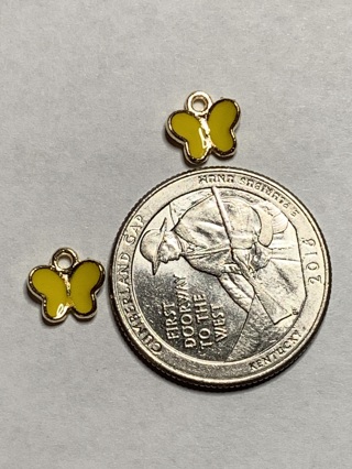 BUTTERFLY CHARMS~#43~YELLOW~SET OF 2~FREE SHIPPING!