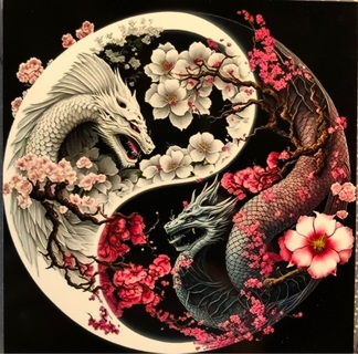 Yin Yang Dragons - 3 x 3” MAGNET - GIN ONLY