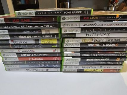 Xbox and Xbox 360 game lot of 25 gta 5 Halo battlefield and more