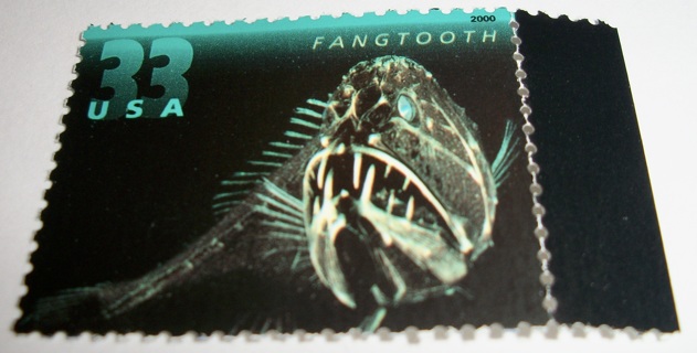 Scott #3441, Fangtooth, One Useable 33¢ US Postage Stamp.  Has Original Gum.