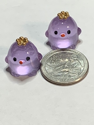 CROWN CHICKS~#11~PURPLE~SET OF 2 CHICKS~GLOW IN THE DARK~FREE SHIPPING!