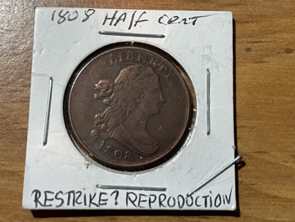 1808 Half Cent Restrike Reproduction Coin