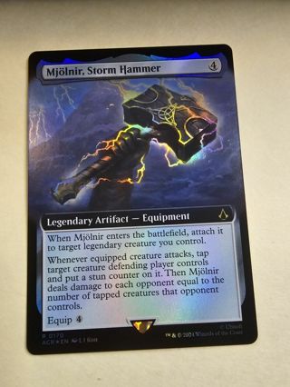 Magic the gathering mtg Mjolnir Storm Hammer borderless foil rare card Assassins Creed