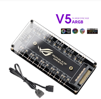 5V 3 pin ARGB RGBW Cable ASUS AURA SYNC RGB 10 Hub Splitter SATA Power Extension Cable 
