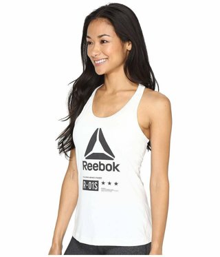 NWT $38 Reebok Womens Activchill Graphic Training Tank, Chalk,L OS AC ZONED TANK