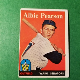 1958 - TOPPS EXMT - NRMT BASEBALL - CARD NO. 317 - ALBIE PEARSON - SENATORS