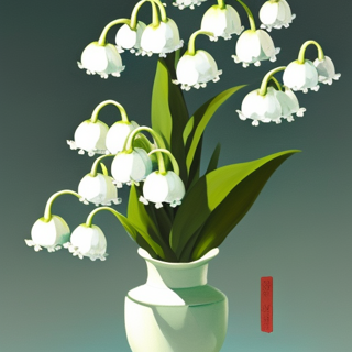 Listia Digital Collectible: Lily of the valley in white glass vase