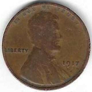 1917 Lincoln Wheat Penny U.S. One Cent Coin