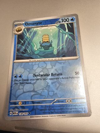 Pokemon Omanyte reverse holo rare card 138/165