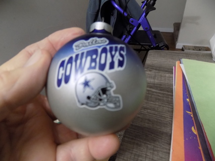 Vintage Dallas Cowboys Christmas Ornament 3 inch round blue & silver
