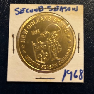 1968 Uncirculated New Orleans Saints NFL Football Schedule Coin Token