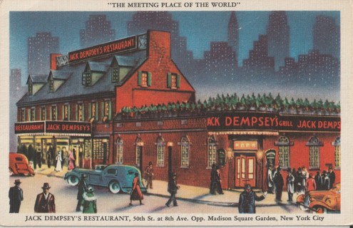 Vintage Unused Postcard: a: Jack Dempsey's Restaurant, Madison Square Garden, NYC, NY