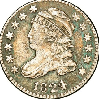 1824 10 cent Capped Bust, Great Coin, Very Nice Condition, Refundable, Insured, Free Shipping