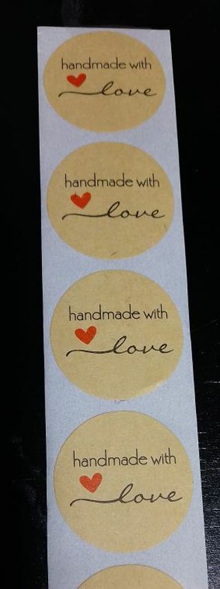➡️⭕SPECIAL⭕(50) 1" handmade with ♥️love STICKERS!!⭕KRAFT PAPER