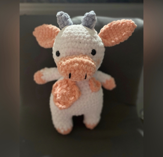 Baby Cow Crochet Plushie HANDMADE ~ Think Christmas! 