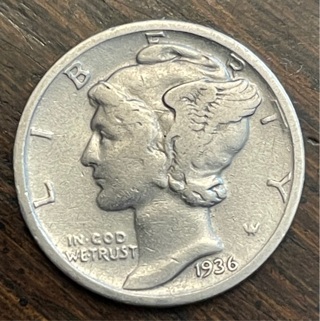 1936 P Silver Mercury Dime VG+ 90% Silver 