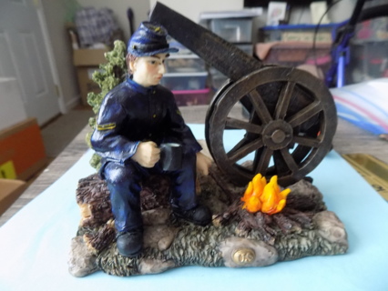 Civil War Resin Scene Votive Candle Holder fold down candle shelf