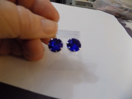 Ex large Navy blue faceted rhinestone post earrings