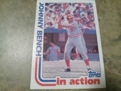 1982 TOPPS IN ACTION JOHNNY BENCH CINCINNATI REDS BASEBALL CARD# 401