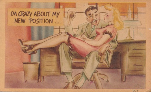 Vintage Unused Postcard: e: Comic: I'm Crazy About My New Position