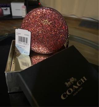 Coach red/gold sparkly coin purse. Retail $50.00