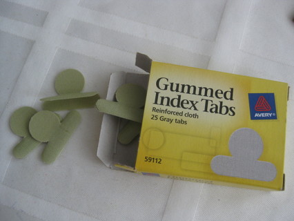 Gummed Index Tabs, 25 pcs. Reinforced cloth, NIP