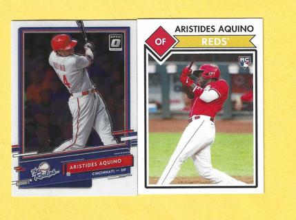 2020 Donruss Optic Aristides Aquino + 2020 Topps Montgomery Reds Baseball Cards