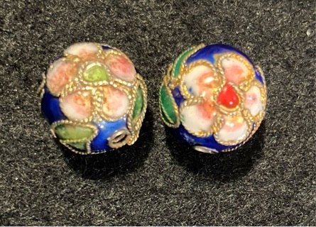 2 Flowered Cloisonné Beads