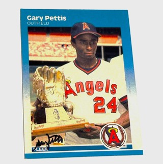 Autographed 1987 Fleer Baseball Card #90 Gary Pettis-Angels -Gold Glove Winner