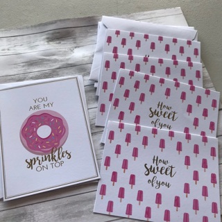 5 NEW Note Cards Popsicles and Sprinkles, free mail