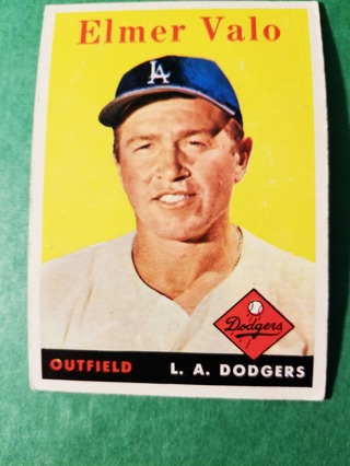 1958 - TOPPS EXMT - NRMT BASEBALL - CARD NO - 323 - ELMER VALO - DODGERS