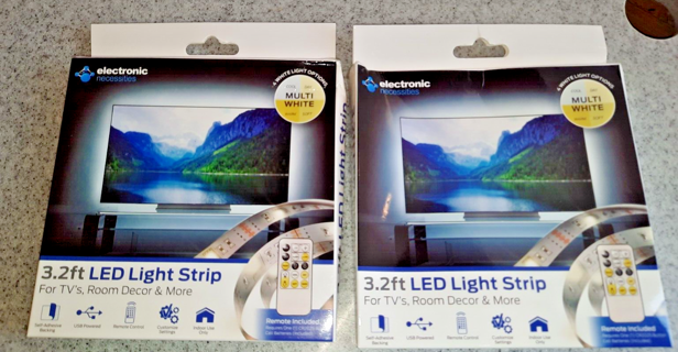 NEW -- 2 Boxes 3.2 FT LED Light Strip With Remote Control Multi White