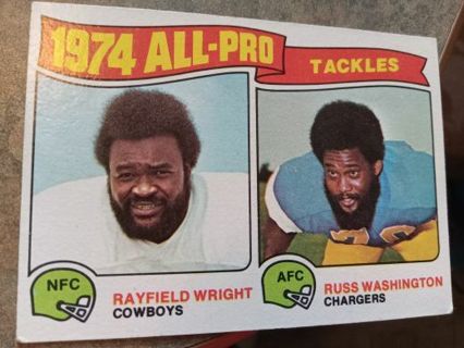 1975 TOPPS-1974 ALL PRO TACKLES WRIGHT-COWBOYS/WASHINGTON-CHARGERS FOOTBALL CARD#202