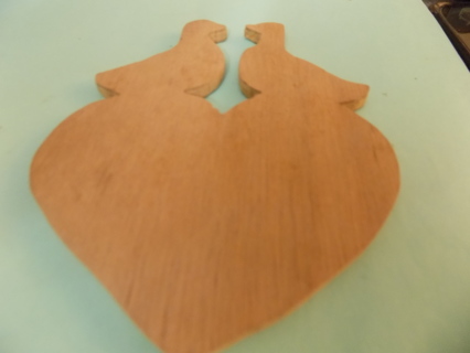 wooden cut out 2 doves love birds on a heart 5 inch tall ready to paint