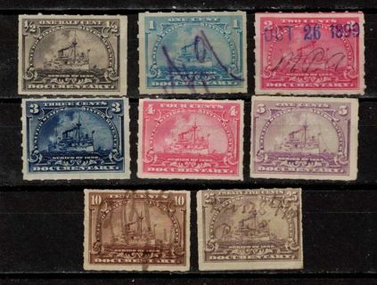 US Battleship Revenue Stamps from 1898