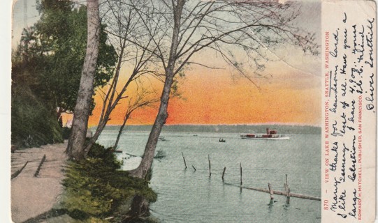 Vintage Used Postcard: n: 1907 Lake Washington, Seattle, WA