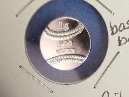 .999 one gram pure fine Silver Art round collectible ☆Baseball☆