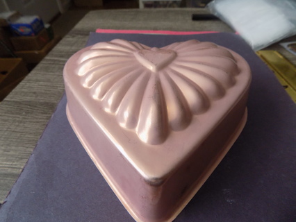 Vintage copper inch tall heart shape jello mold