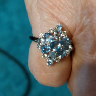 Sterling silver blue topaz ring size 7, retails $94