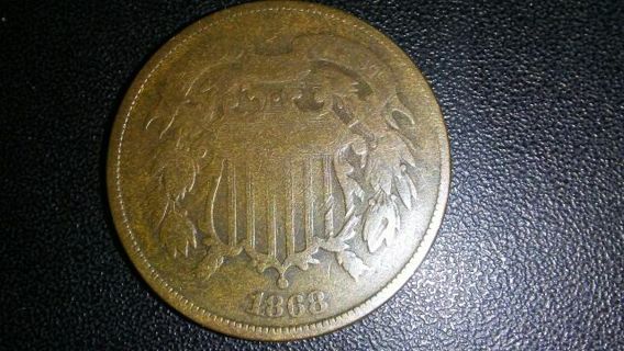 1868 TWO CENT COIN