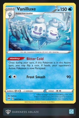 2020 Pokémon "Vanilluxe" #047/189 Card