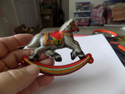 Vintage metal rocking horse ornament 3 inch 