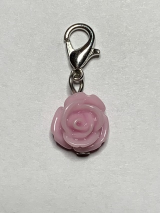 ❣ROSE DANGLE FLOWER CHARM~LIGHT PURPLE #1~WITH LOBSTER CLASP~FREE SHIPPING❣